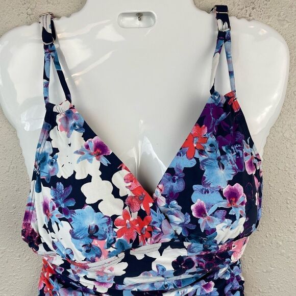 NWT Calvin Klein Floral Tankini Top Size L - Picture 2 of 5
